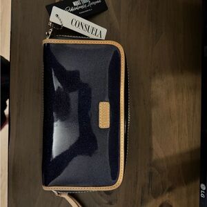 Consuela Sparkling Blue and Tan Wallet/Wristlet